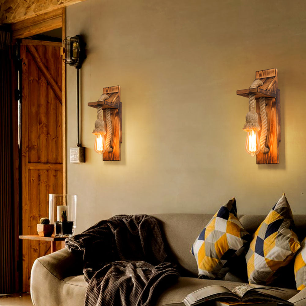RopeBeam | Wandleuchte aus Holz und Seil