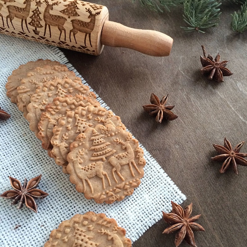 BakeRoll | Handgefertigte Teigrolle mit Weihnachtsgravuren4