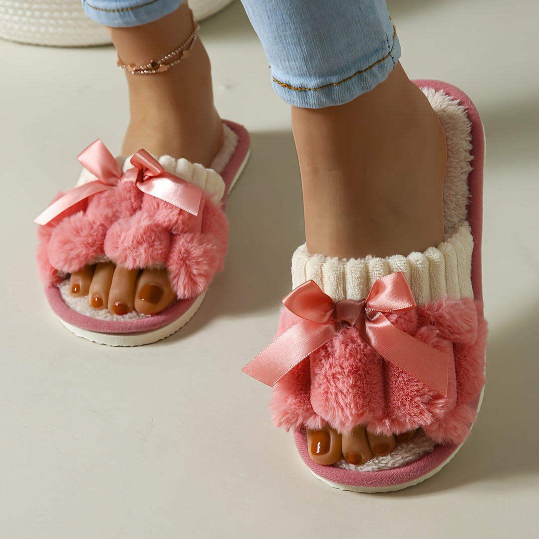 CozyBow | Gemütliche Plüsch-Pantoffeln mit Schleifen-Dekor11