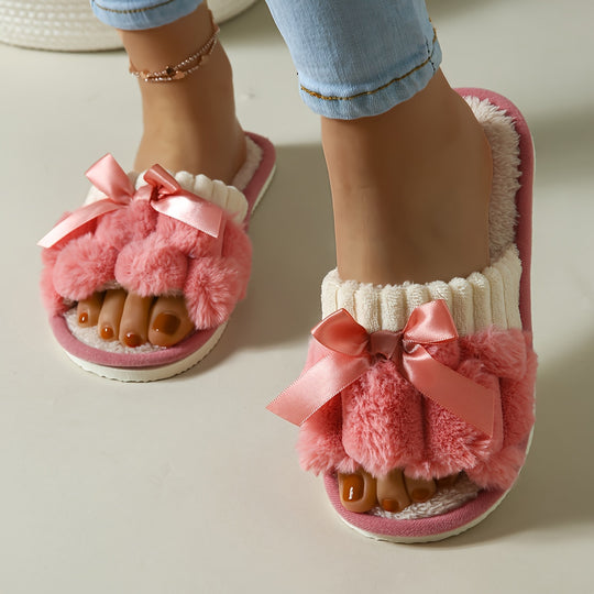 CozyBow | Gemütliche Plüsch-Pantoffeln mit Schleifen-Dekor11