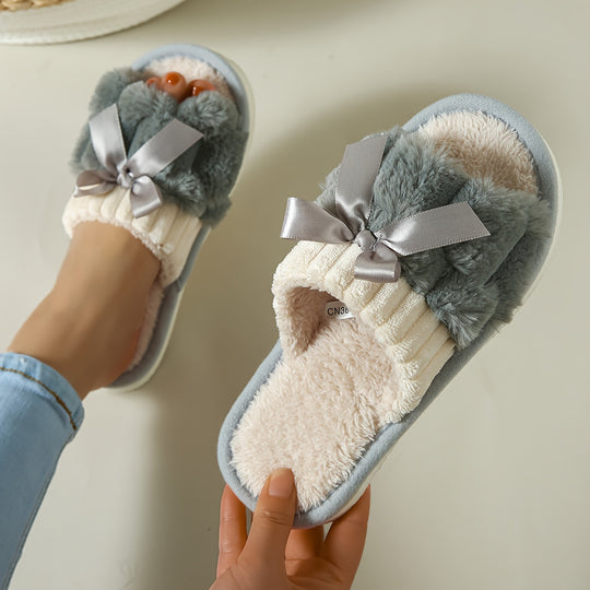 CozyBow | Gemütliche Plüsch-Pantoffeln mit Schleifen-Dekor5