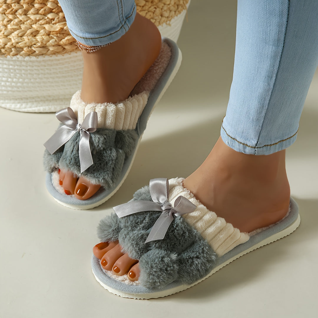 CozyBow | Gemütliche Plüsch-Pantoffeln mit Schleifen-Dekor8