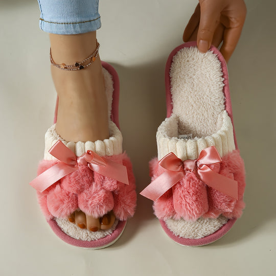 CozyBow | Gemütliche Plüsch-Pantoffeln mit Schleifen-Dekor9