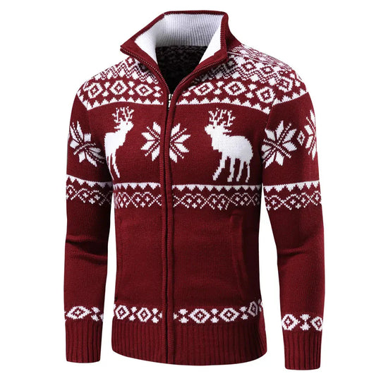 FestiveZip | Eleganter Zip-Up Weihnachts-Cardigan1