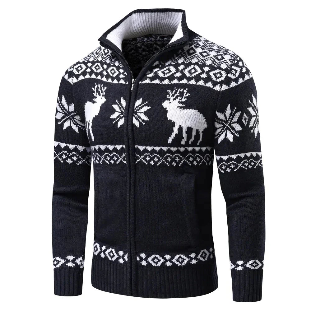 FestiveZip | Eleganter Zip-Up Weihnachts-Cardigan2